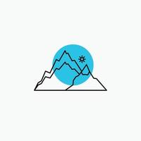 montaña. paisaje. Cerro. naturaleza. icono de línea de árbol vector