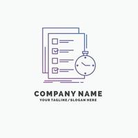 todo. task. list. check. time Purple Business Logo Template. Place for Tagline vector