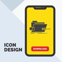 carpeta. reparar. destornillador tecnología icono de glifo técnico en el móvil para la página de descarga. fondo amarillo vector