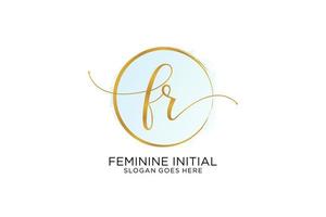 Initial FR handwriting logo with circle template vector signature, wedding, fashion, floral and botanical with creative template.