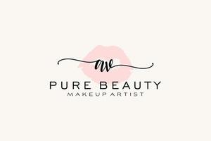 diseño de logotipo prefabricado de labios de acuarela iniciales av, logotipo para marca comercial de artista de maquillaje, diseño de logotipo de boutique de belleza rubor, logotipo de caligrafía con plantilla creativa. vector