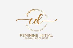 Initial CD beauty monogram and elegant logo design handwriting logo of initial signature, wedding, fashion, floral and botanical with creative template. vector