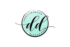 Initial DD handwriting logo with circle template vector signature, wedding, fashion, floral and botanical with creative template.