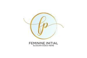 Initial FP handwriting logo with circle template vector signature, wedding, fashion, floral and botanical with creative template.