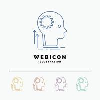Mind. Creative. thinking. idea. brainstorming 5 Color Line Web Icon Template isolated on white. Vector illustration
