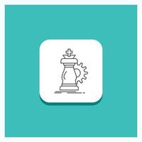 Round Button for strategy. chess. horse. knight. success Line icon Turquoise Background vector