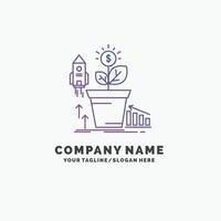 Finance. financial. growth. money. profit Purple Business Logo Template. Place for Tagline vector