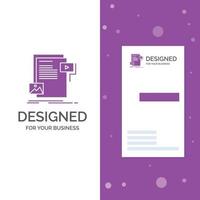 Business Logo for data. document. file. media. website. Vertical Purple Business .Visiting Card template. Creative background vector illustration