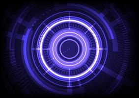 Abstract vector blue digital  cyberspace and engineering technology background with neon light circle