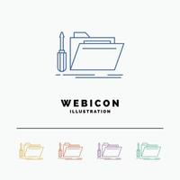 folder. tool. repair. resource. service 5 Color Line Web Icon Template isolated on white. Vector illustration