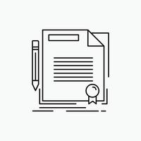 agreement. contract. deal. document. paper Line Icon. Vector isolated illustration
