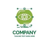 visualize. conception. monitoring. monitoring. vision Flat Business Logo template. Creative Green Brand Name Design. vector