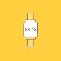 smart watch. smartwatch. watch. apple. android Flat Line Filled Icon. Beautiful Logo button over yellow background for UI and UX. website or mobile application vector