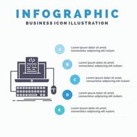 Code. coding. computer. monoblock. screen Infographics Template for Website and Presentation. GLyph Gray icon with Blue infographic style vector illustration.