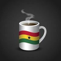 bandera de ghana impresa en una taza de café caliente vector