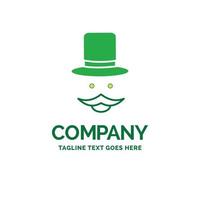 moustache. Hipster. movember. hat. men Flat Business Logo template. Creative Green Brand Name Design. vector