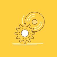 cd. disc. install. software. dvd Flat Line Filled Icon. Beautiful Logo button over yellow background for UI and UX. website or mobile application vector