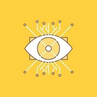 Ar. augmentation. cyber. eye. lens Flat Line Filled Icon. Beautiful Logo button over yellow background for UI and UX. website or mobile application vector