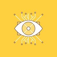 Ar. augmentation. cyber. eye. lens Flat Line Filled Icon. Beautiful Logo button over yellow background for UI and UX. website or mobile application vector