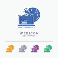 outsource. outsourcing. allocation. human. online 5 Color Glyph Web Icon Template isolated on white. Vector illustration