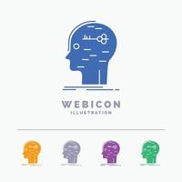 brain. hack. hacking. key. mind 5 Color Glyph Web Icon Template isolated on white. Vector illustration