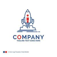 Company Name Logo Design For Launch. mission. shuttle. startup. publish. Blue and red Brand Name Design with place for Tagline. Abstract Creative Logo template for Small and Large Business. vector