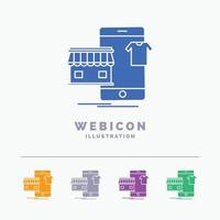 shopping. garments. buy. online. shop 5 Color Glyph Web Icon Template isolated on white. Vector illustration