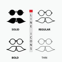 moustache. Hipster. movember. glasses. men Icon in Thin. Regular. Bold Line and Glyph Style. Vector illustration