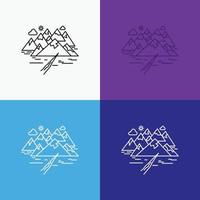 Mountain. hill. landscape. rocks. crack Icon Over Various Background. Line style design. designed for web and app. Eps 10 vector illustration