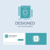 design. Tool. identity. draw. development Business Logo Glyph Icon Symbol for your business. Turquoise Business Cards with Brand logo template. vector