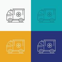 ambulance. truck. medical. help. van Icon Over Various Background. Line style design. designed for web and app. Eps 10 vector illustration