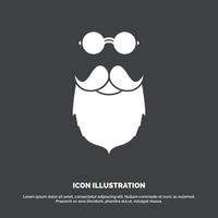 bigote. inconformista. movimiento soportado icono de los hombres. símbolo de vector de glifo para ui y ux. sitio web o aplicación móvil