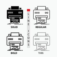 Digital. printer. printing. hardware. paper Icon in Thin. Regular. Bold Line and Glyph Style. Vector illustration