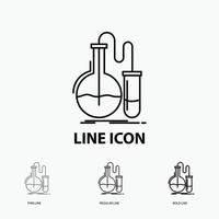 Analysis. chemistry. flask. research. test Icon in Thin. Regular and Bold Line Style. Vector illustration