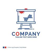 Company Name Logo Design For Business. chart. data. graph. stats. Blue and red Brand Name Design with place for Tagline. Abstract Creative Logo template for Small and Large Business. vector