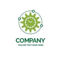 Efficiency. management. processing. productivity. project Flat Business Logo template. Creative Green Brand Name Design. vector
