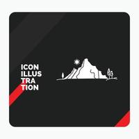 Red and Black Creative presentation Background for mountain. landscape. hill. nature. tree Glyph Icon vector