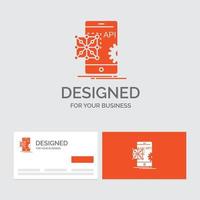 Business logo template for Api. Application. coding. Development. Mobile. Orange Visiting Cards with Brand logo template. vector