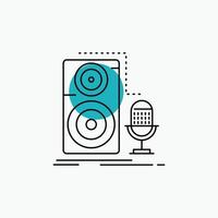 Live. mic. microphone. record. sound Line Icon vector