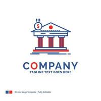 Company Name Logo Design For Architecture. bank. banking. building. federal. Blue and red Brand Name Design with place for Tagline. Abstract Creative Logo template for Small and Large Business. vector