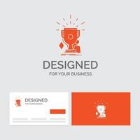 Business logo template for awards. game. sport. trophies. winner. Orange Visiting Cards with Brand logo template. vector