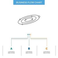 Galaxy. astronomy. planets. system. universe Business Flow Chart Design with 3 Steps. Line Icon For Presentation Background Template Place for text vector