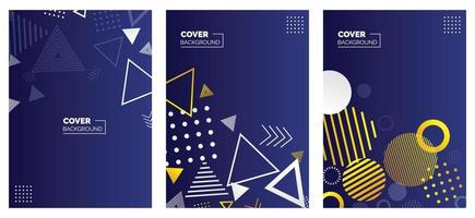 Covers templates set with bauhaus. memphis and hipster style graphic geometric elements. Applicable for placards. brochures. posters. covers and banners. Vector illustrations