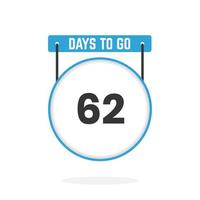 Quedan 62 días de cuenta regresiva para la promoción de ventas. Quedan 62 días para el banner de ventas promocionales. vector