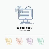 Account. profile. report. edit. Update 5 Color Line Web Icon Template isolated on white. Vector illustration