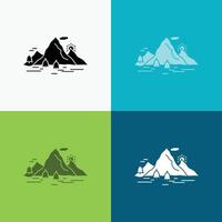 Nature. hill. landscape. mountain. scene Icon Over Various Background. glyph style design. designed for web and app. Eps 10 vector illustration