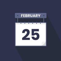 25th February calendar icon. February 25 calendar Date Month icon vector illustrator