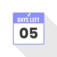 5 Days Left Countdown sales icon. 5 days left to go Promotional banner vector