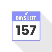 157 Days Left Countdown sales icon. 157 days left to go Promotional banner vector