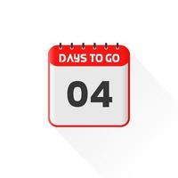 Countdown icon 4 Days Left for sales promotion. Promotional sales banner 4 days left to go vector